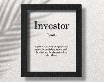 Investor Clear Acrylic Poster, Investor Gift, Investor Definition Poster, Investing Wall Art