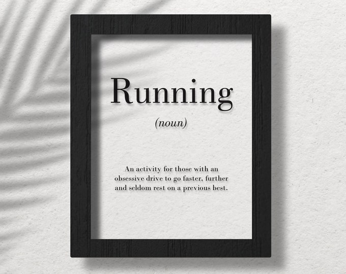 Running Clear Acrylic Poster, Runner Gift, Running Definition Print, Running Wall Art