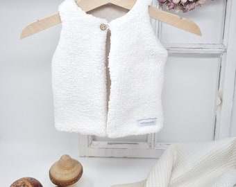 Teddystoff Baby Weste in Ecru mit Beige oder Altrosa