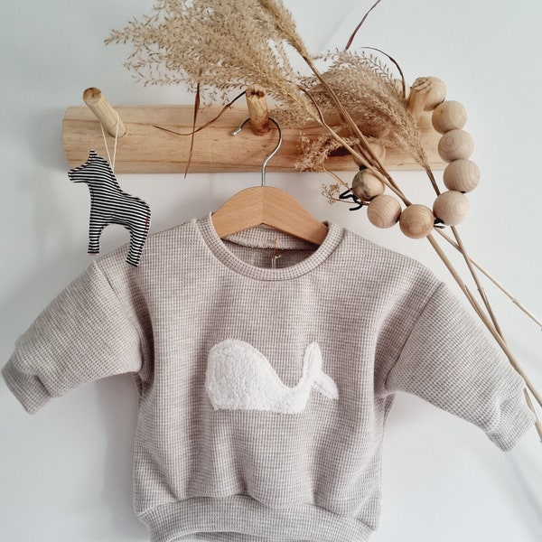 Oversize Sweater für Baby in Gr. 56-98cm in Beige Melange