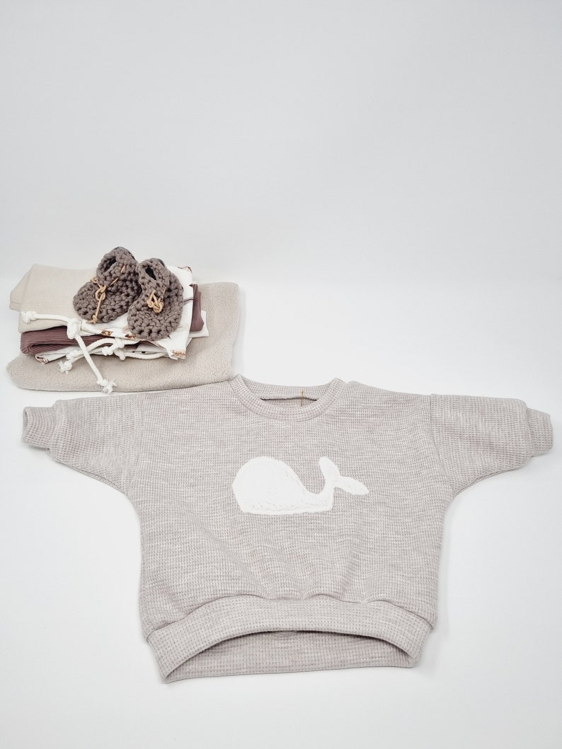 Oversize Sweater für Baby in Gr. 56-98cm in Beige Melange Bild 8