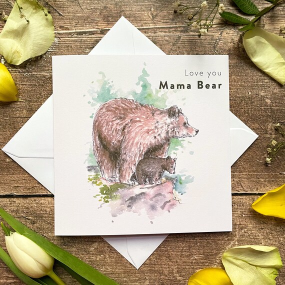 Mama Bear Mother's day cards / square 13.5cm / I love you Mama Bear, Happy Mother's day, square occasion card, blank inside, cute bear card