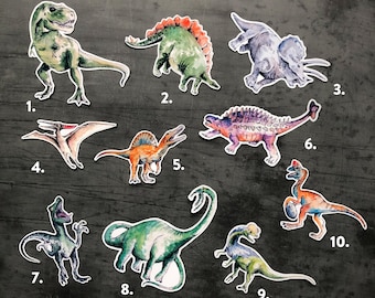 Original Dinosaur stickers, Packs 3 5 10 / dinosaur party, dinosaur gift, dinosaur theme, triceratops sticker, t-rex sticker, dinosaur love