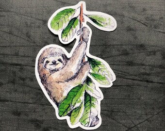 Watercolor Sloth Sticker, Cute Animal Art