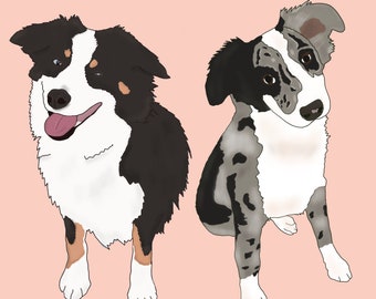 Custom Pet Portrait, Custom Dog Portrait, Digital Dog Picture, Personalized Dog Drawing, Gift for Dog Lover, Dog Art, Dog Mom Art