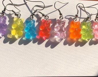 Gummy bear dangle earrings, Alt edgy girl earrings, Teen earrings, Gummies HANDMADE, fun! (Buy Any 3, SHIP FREE)