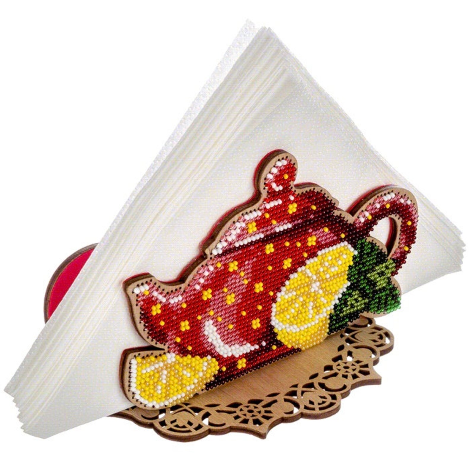 Napkin Holder Kit for embroidery with beads on wood Bead Etsy