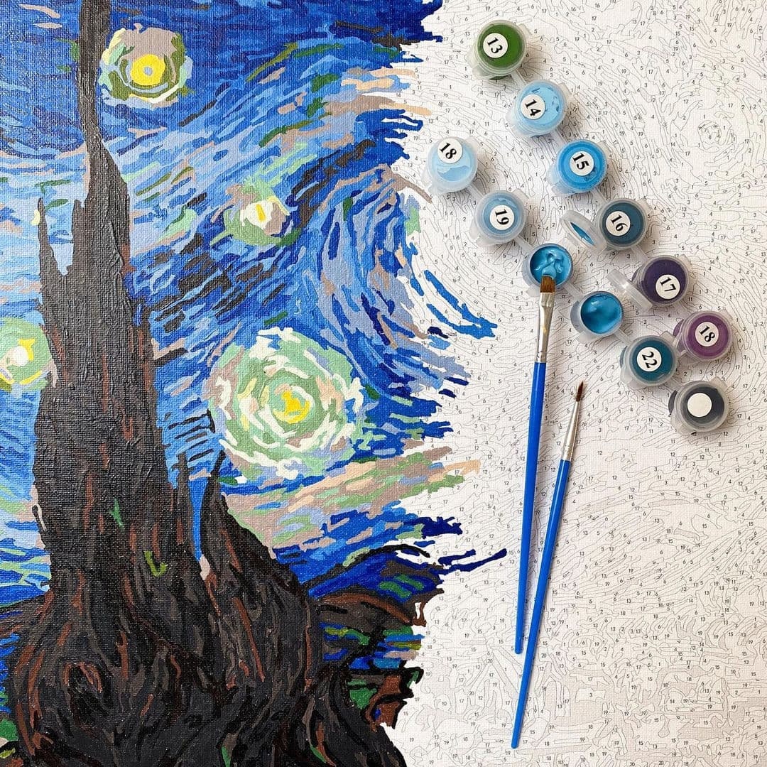 Van Gogh Sternennacht Malen nach Zahlen Set DIY Malerei Pop | Etsy
