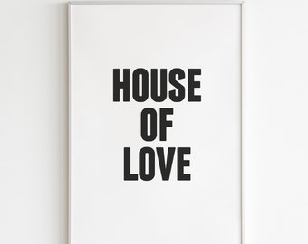 Eenvoudige en moderne digitale print, "House of Love" Print Digital Download