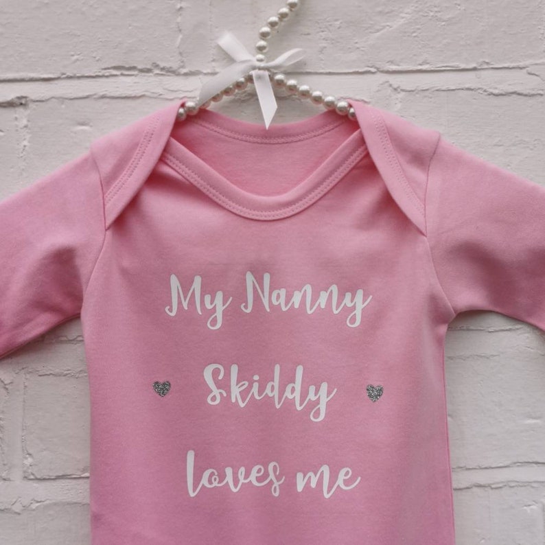 Nanny loves me baby gift New baby gift Long sleeve bodysuit Granddaughter baby gift Babies personalised romper all in one