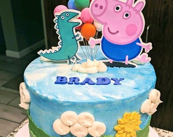 George Pig & His Favorite Dinosaur Cake Topper Set