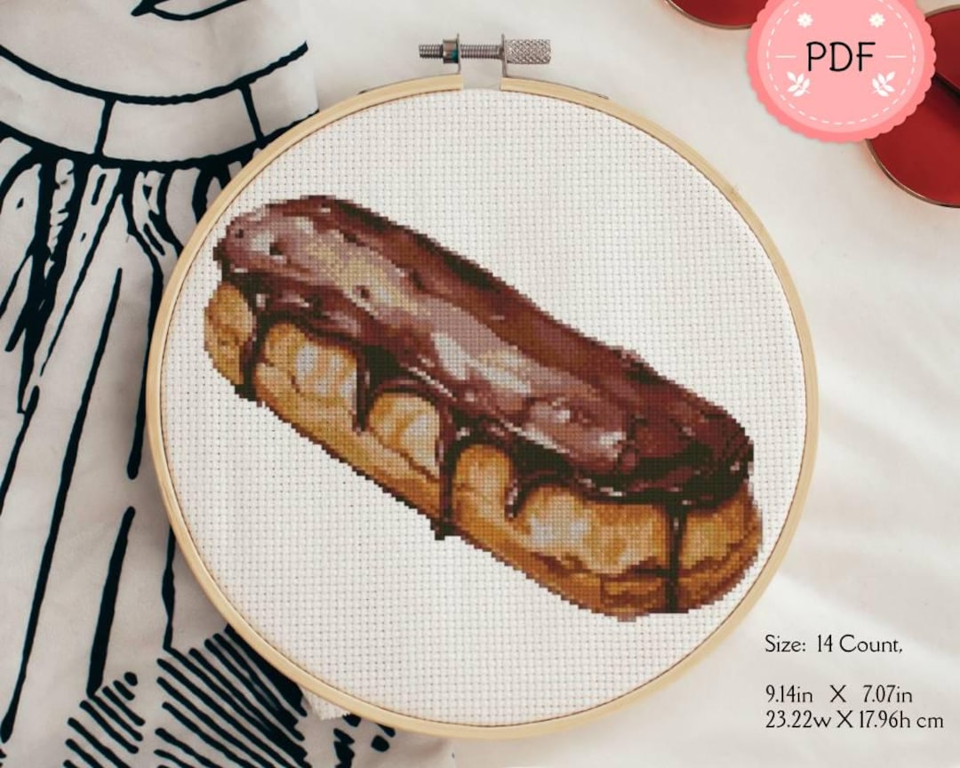 Pattern Eclair Cross Stitch Pattern,chocolate Eclair,x Stitch Pattern,pdf, Instant ...