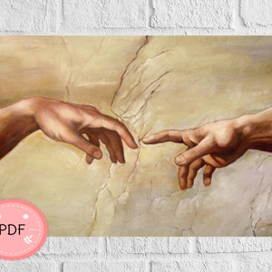 The Hands ,  Michelangelo , Cross Stitch Pattern, Pdf , Instant Download , The Creation Of Adam ,X stitch , Famous Paintings , Christian Art