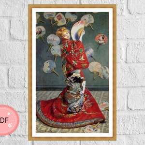 Cross Stitch Pattern ,La Japonaise, Claude Monet  , Instant Download , Famous  Painting,Full Coverage