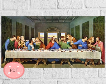 Cross Stitch Pattern , The Last Supper , Pdf , Instant Download , Religious X Stitch , Christian Icon , Jesus