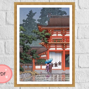 Cross Stitch Pattern , Rain at Katsuga Shrine, Hasui Kawase , Pdf Format,Instant Download , Japanese Art,Ukiyo-e Style
