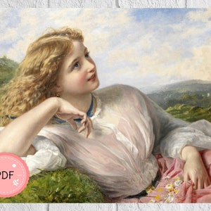 Cross Stitch Pattern , The Song Of The Lark , Sophie Anderson ,Pdf , Instant Download  , Famous Paintings , Woman Portrait