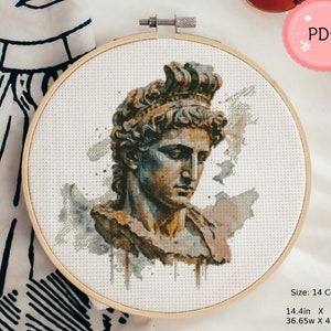 Antique Statue Head Watercolor Cross Stitch Pattern ,Pdf Format,Instant Download,Greek Culture,Greek Sculpture,Ancient Greek