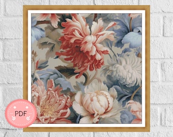 Floral Cross Stitch Pattern: William Morris Inspired (PDF Download)