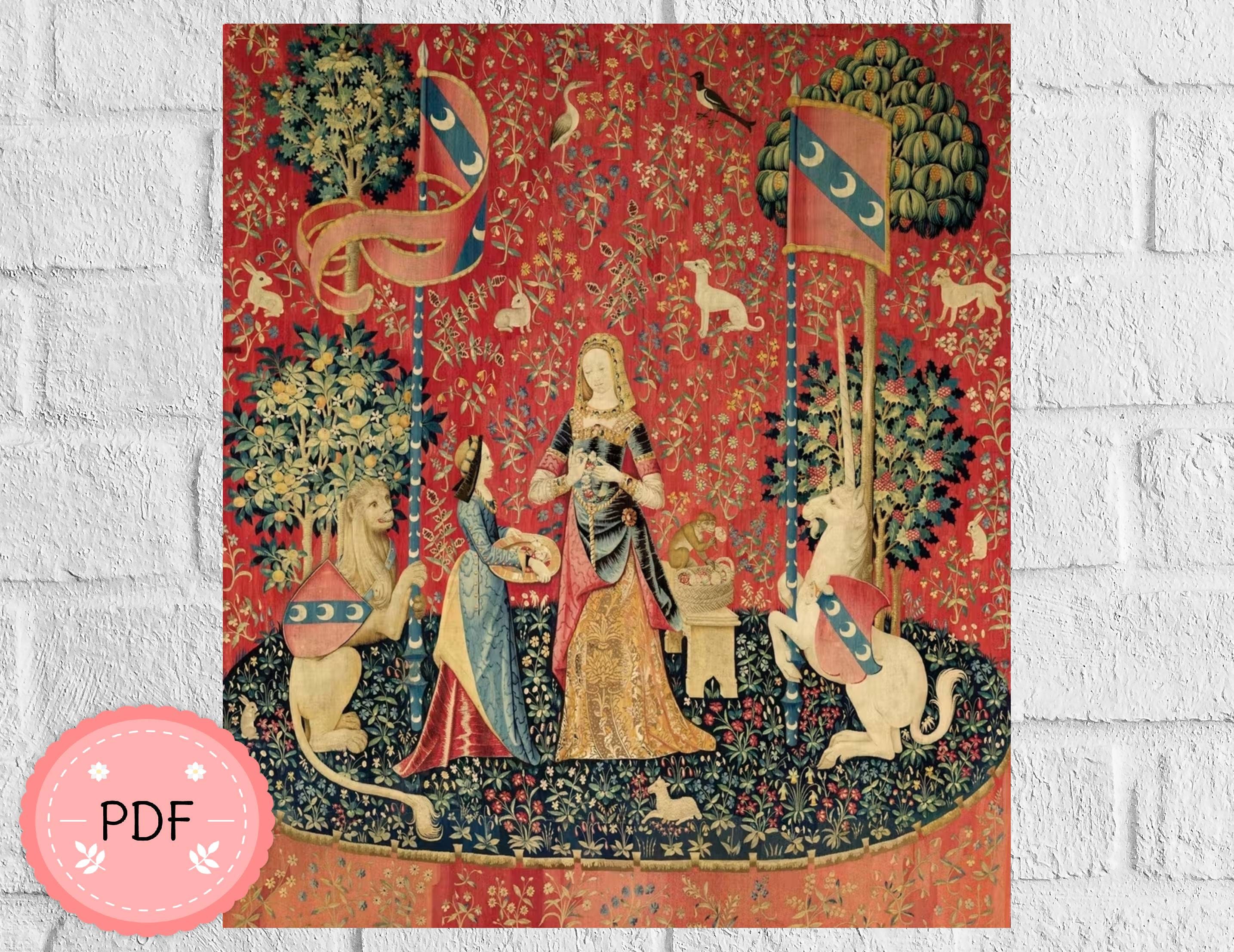 Tapestry Needlepoint Kit – Lady and the Unicorn - Medieval Premium Tapestry  Kit Wall Hanging - Glorafilia
