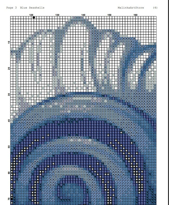 Blue Seashells Cross Stitch Pattern: Nautical Ocean Life (PDF Pattern ...