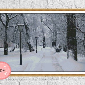 Kreuzstich Muster,Winter Wald Landschaft,Nature X Stichmuster,Schneebedeckt Park,Winter Vibes,Gesichter,Pdf