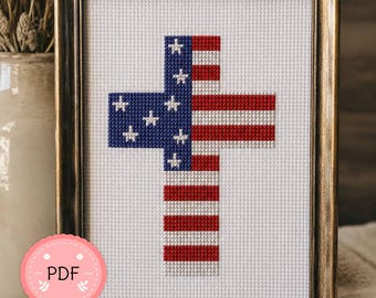 American Flag Cross Stitch Pattern: Patriotic 4th of July (PDF Pattern)
