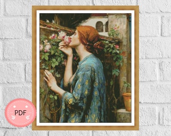 The Soul of the Rose Cross Stitch Pattern: Waterhouse Painting (PDF)