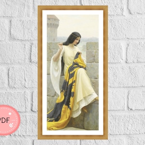 Cross Stitch Pattern , Stitching the Standard, Edmund Blair Leighton , Medieval Castle, Pdf Instant Download ,Famous Paintings,Full Coverage