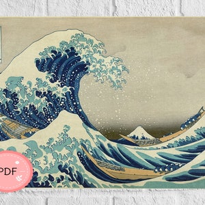 The Great Wave off Kanagawa Cross Stitch Pattern , Hokusai Katsushika , Pdf Format,Instant Download , Japanese Art , Mount Fuji , Ocean Wave