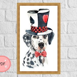 Cross Stitch Pattern  , Pdf , Instant Download , Animal X Stitch Chart , Dalmatian Dog With Hat,Dog Lover