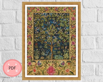 William Morris Tree of Life Cross Stitch Pattern (PDF Download)