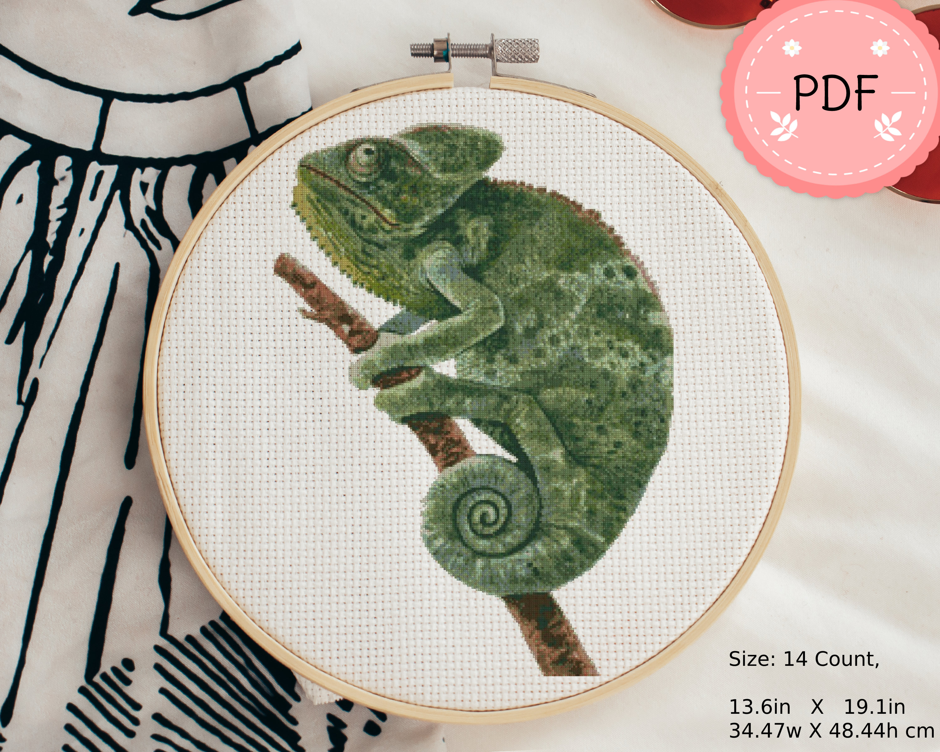 Chameleon Cross Stitch Pattern Pdf Instant Download Etsy