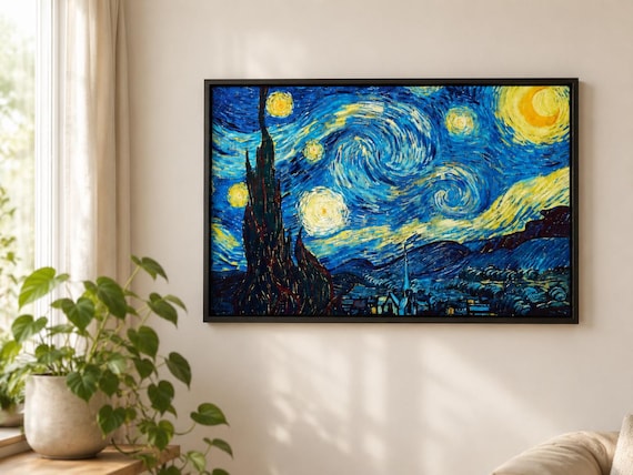 星月夜 クロスステッチ図案：ゴッホの有名な絵画（PDFダウンロード