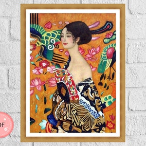 Cross Stitch Pattern,Lady With A Fan,Gustav Klimt ,Pdf , Instant Download , Symbolism X Stitch Chart , Famous Paintings,Full Coverage