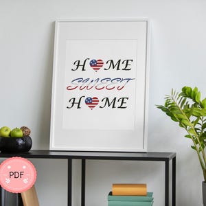 Cross Stitch Pattern,Home Sweet Home,Heart,American Flag,Pdf,Instant Download,Patriotic,Love,Independence Day,4th Of July,USA Flag,Home Sign