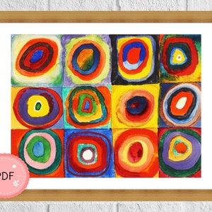 Cross Stitch Pattern, Squares with Concentric Circles ,   Vassily Kandinsky ,Pdf,Instant Download , Famous Paintings