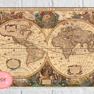 Alte Welt Karte Kreuzstichvorlage , Pdf , Sofort Download , Map Xstitch