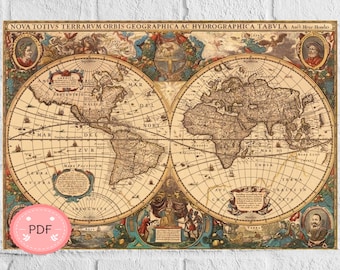 Old World Map Cross Stitch Pattern , Pdf , Instant Download ,  Map Xstitch