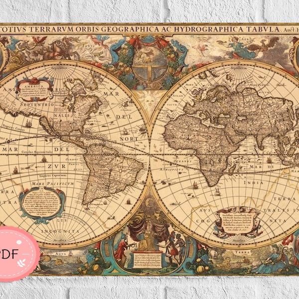 Old World Map Cross Stitch Pattern , Pdf , Instant Download ,  Map Xstitch