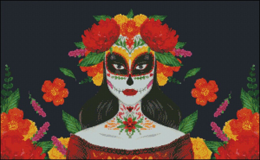 Dia De Los Muertos Cross Stitch Pattern , Sugar Skull, Instant Download ...