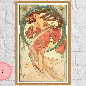 The Arts Cross Stitch Pattern, Dance By Alphonse Mucha , Pdf , Instant Download,Full Coverage,Famous Painting,Art Nouveau