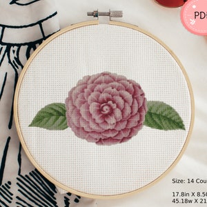 Pink Peony Cross Stitch Pattern ,Flower X Stitch Pattern, Pdf, Instant Download , Floral Pattern