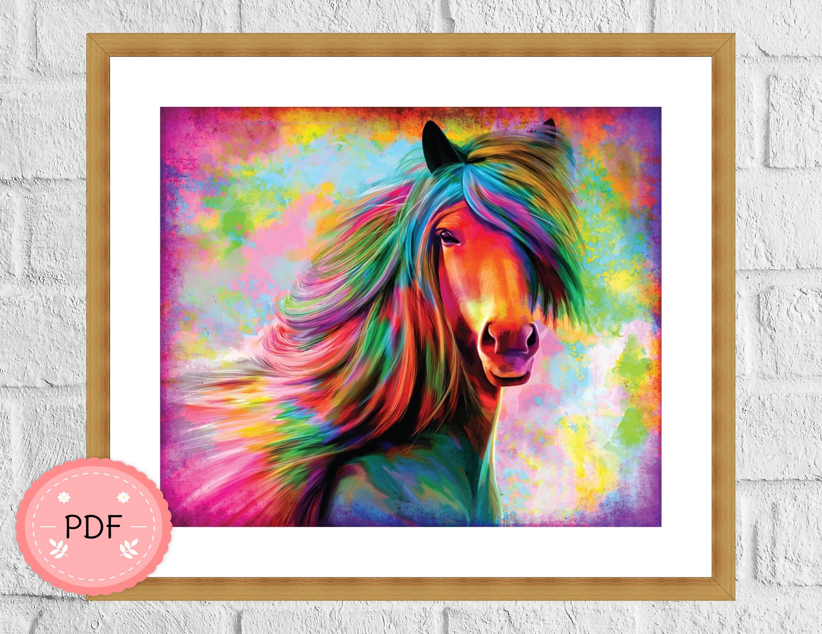 Colorful Horse Head Cross Stitch Pattern Pdf Instant - Etsy