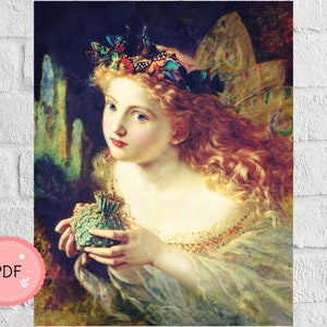 Cross Stitch Pattern, Take the Fair Face of a Woman, Sophie Anderson , Fair Face Fairy, Pdf,Instant Download , Famous Paintings