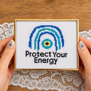 Evil Eye Cross Stitch Pattern:  Nazar Design (PDF Pattern), Protect Your Energy,Positive Vibes,Easy,Beginner Friendly,Modern,InstantDownload