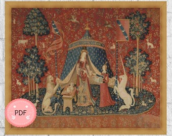 Lady and Unicorn Tapestry Cross Stitch Pattern: Medieval Desire (PDF)
