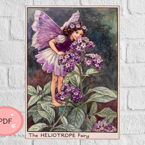 The Heliotrope Fairy Cross Stitch Pattern ,Pdf Instant Download , Famous Painting Xstitch , Cicely Mary Barker , Purple Fairy , Flower Fairy