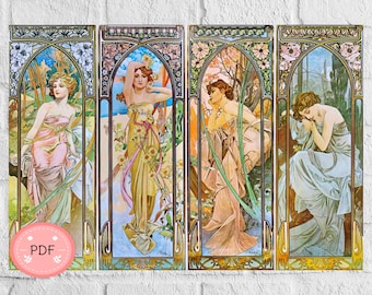 Times Of The Day  Cross Stitch Pattern  , Alphonse Mucha , Pdf  Instant Download , X Stitch Chart , Famous Paintings , Art Nouveau