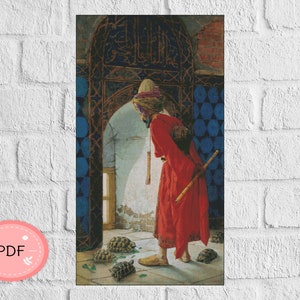 Cross Stitch Pattern ,The Tortoise Trainer ,Osman Hamdi Bey , Oriental X Stitch Chart , Digital File